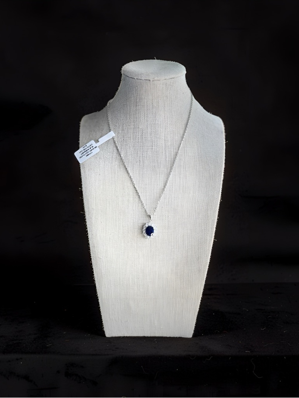 18K White Gold Plated Necklace with Deep Blue Moissanite 3.0K Gemstone Pendant